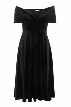 Midi Dresses*Quiz Petite Velvet Bardot Midi Dress Black