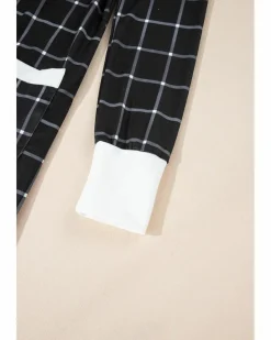 Cardigans*Azura Exchange Plaid Colorblock Edge Open Cardigan with Pocket Black