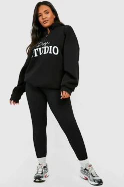 Sweatshirts|Dsgn Studio*boohoo Plus Dsgn Studio Script Half Zip Sweatshirt black
