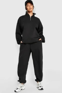 Sweatshirts|Hoodies & Sweatshirts*boohoo Premium Half Zip Sweatshirt black