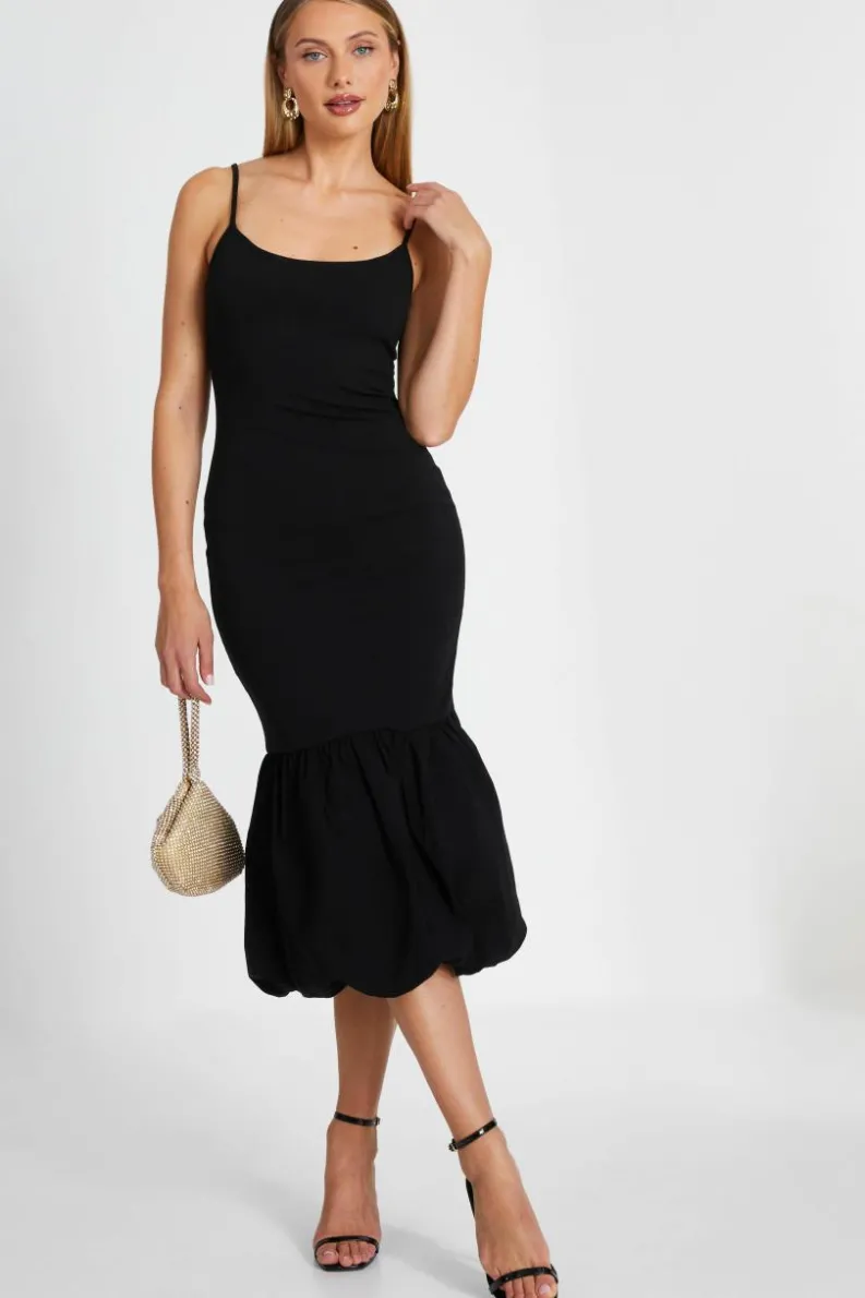 Midi Dresses*Quiz Puff Ball Midi Dress Black