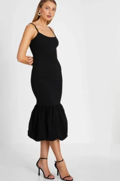 Midi Dresses*Quiz Puff Ball Midi Dress Black