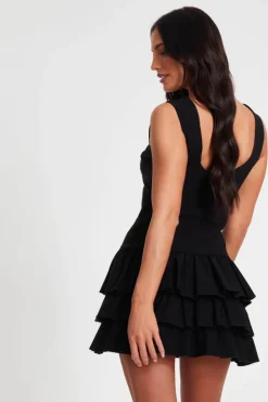 Skater Dresses*Quiz Ruffle Mini Dress Black