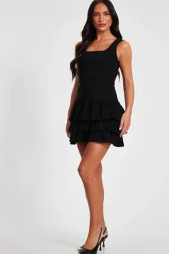 Skater Dresses*Quiz Ruffle Mini Dress Black