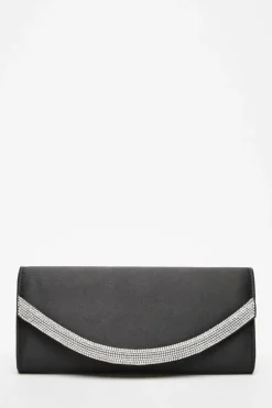 Handbags|Clutch Bags*Quiz Satin Embellished Clutch Bag Black