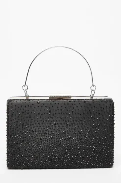 Handbags|Clutch Bags*Quiz Scattered Diamante Box Bag Black