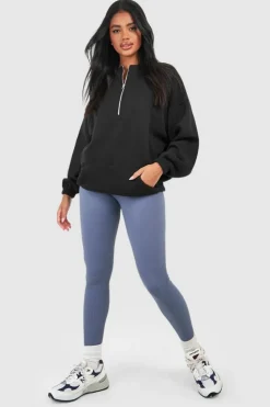 Sweatshirts|Hoodies & Sweatshirts*boohoo Seam Detail Half Zip Oversized Sweatshirt black