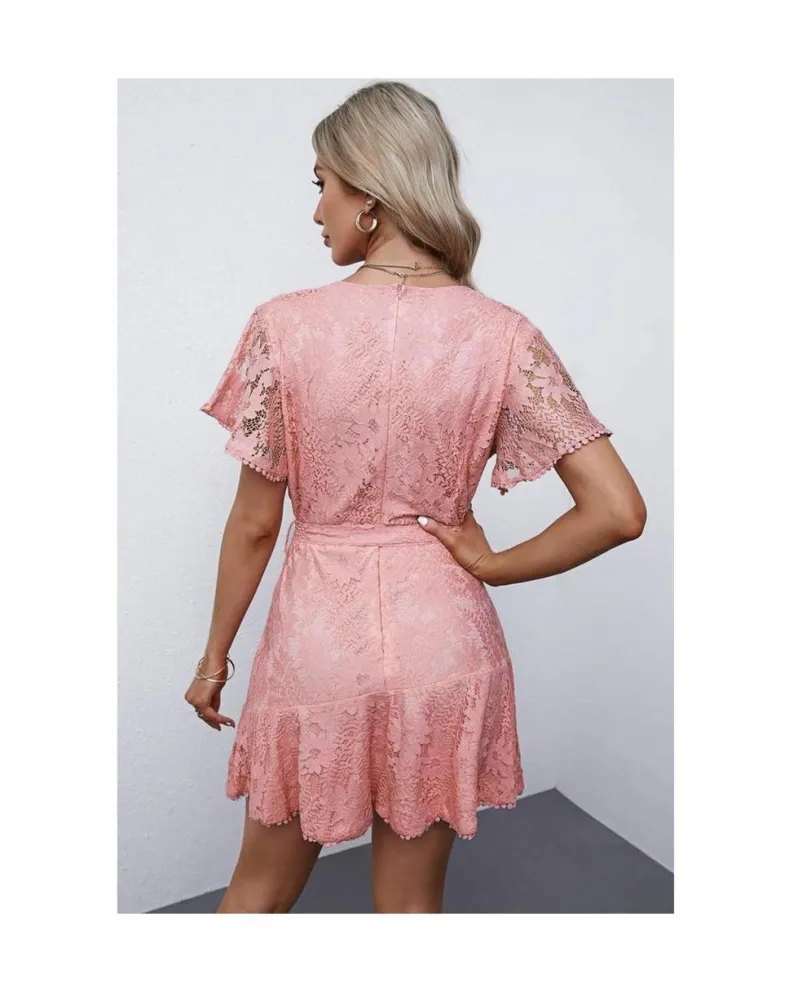 Shirt Dresses|T-Shirt Dresses*Azura Exchange Black Stripe Contrast Ruffled Sleeve T-shirt Dress Pink