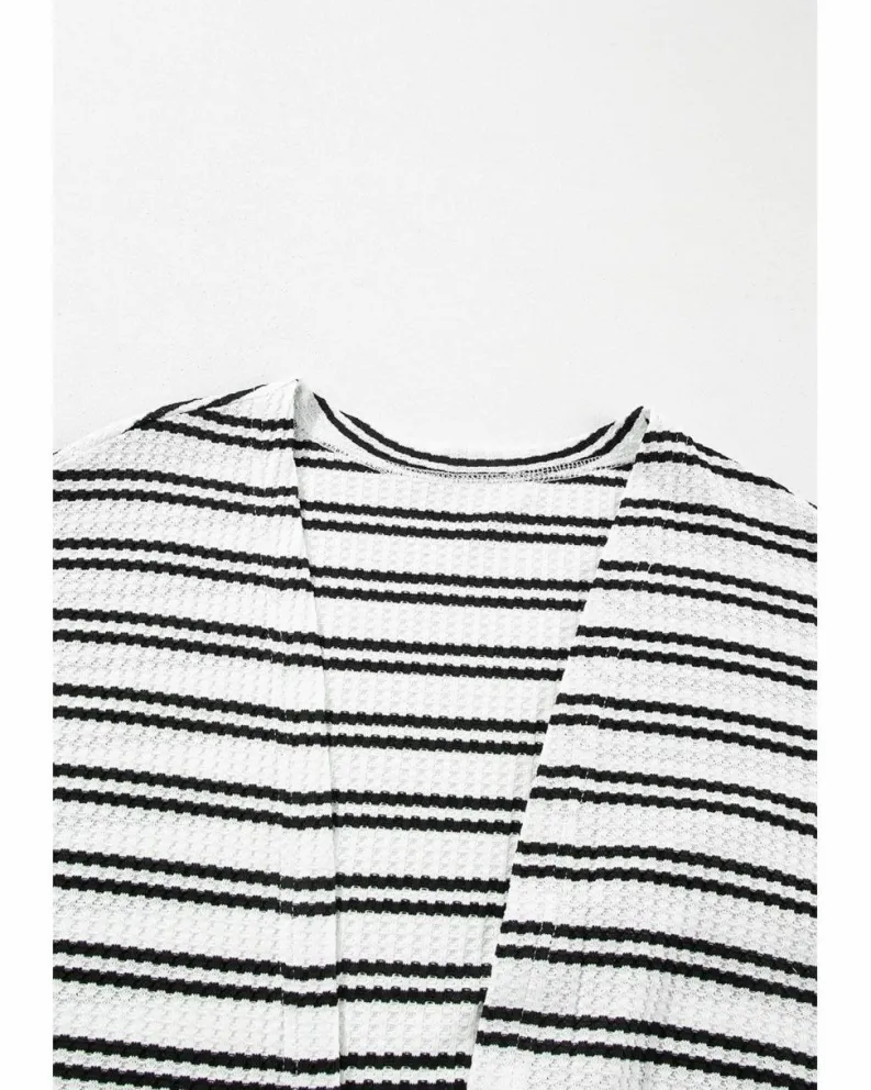 Cardigans*Azura Exchange Black Stripe Print Open Front Duster Cardigan Multi