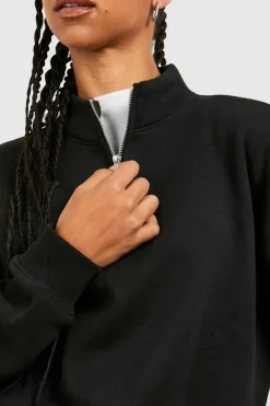 Sweatshirts|Hoodies & Sweatshirts*boohoo Tall Basic Half Zip Sweatshirt black