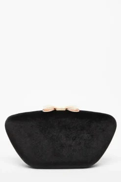 Handbags|Clutch Bags*Quiz Velvet Bow Box Bag Black