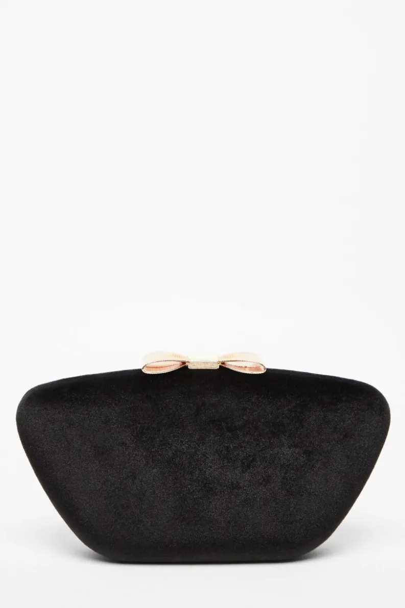 Handbags|Clutch Bags*Quiz Velvet Bow Box Bag Black