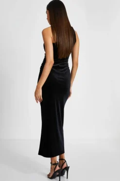 Bodycon Dresses*Quiz Velvet One Shoulder Midaxi Dress Black