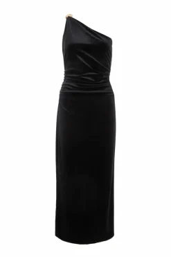Bodycon Dresses*Quiz Velvet One Shoulder Midaxi Dress Black