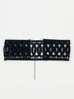 Necklaces*SVNX Wide Corded Effect Circular Detail Choker Necklace Black