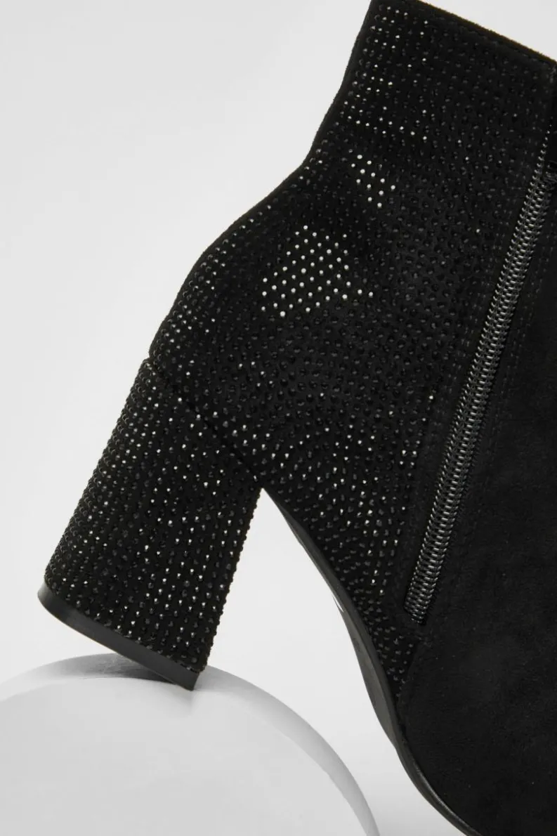 Ankle Boots*Quiz Wide Fit Diamante Ankle Boots Black