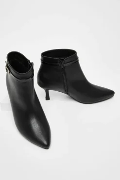 Ankle Boots*Quiz Wide Fit Faux Leather Ankle Boot Black