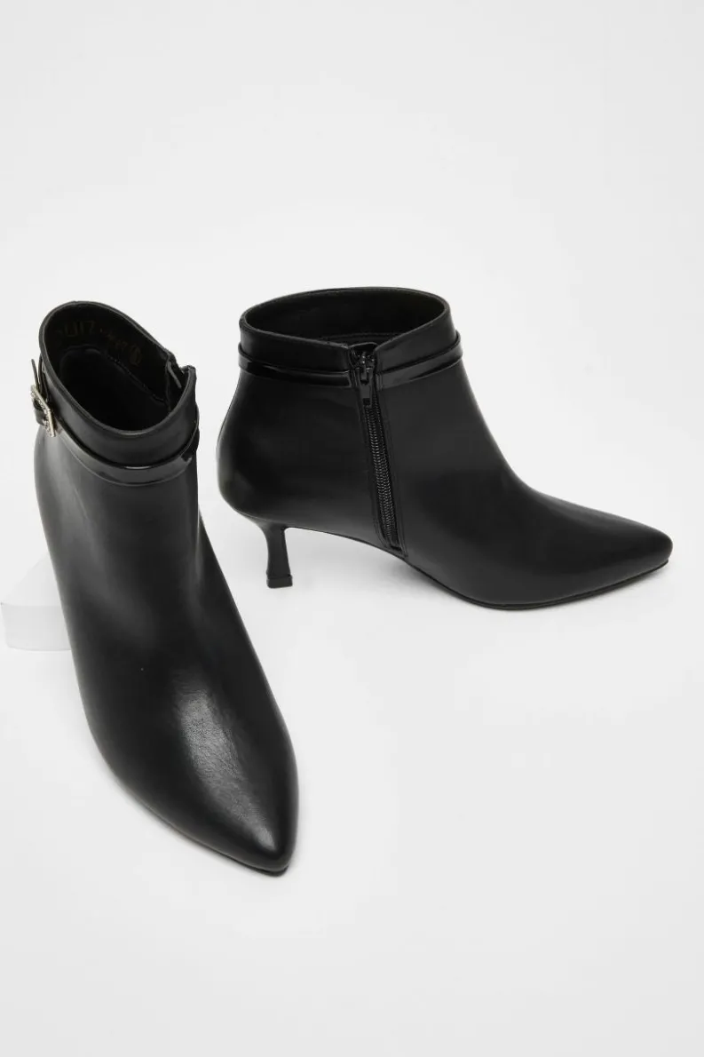 Ankle Boots*Quiz Wide Fit Faux Leather Ankle Boot Black