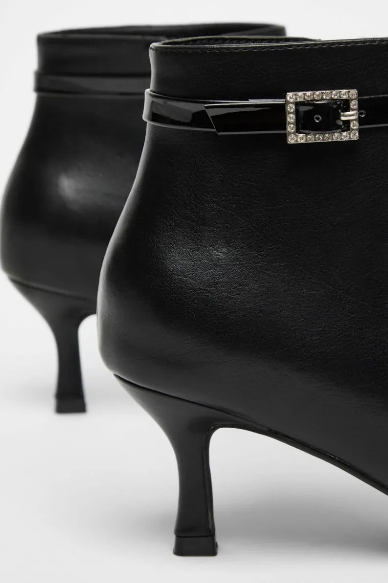 Ankle Boots*Quiz Wide Fit Faux Leather Ankle Boot Black