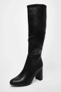 All Boots|Boots*Quiz Wide Fit Faux Leather Knee High Boots Black