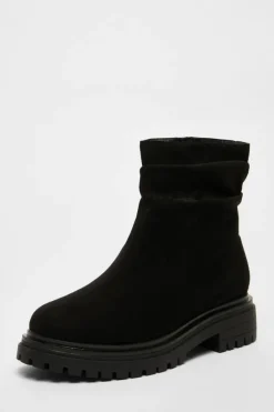 Ankle Boots*Quiz Wide Fit Faux Suede Ankle Boots Black