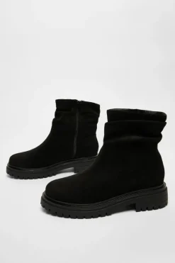 Ankle Boots*Quiz Wide Fit Faux Suede Ankle Boots Black
