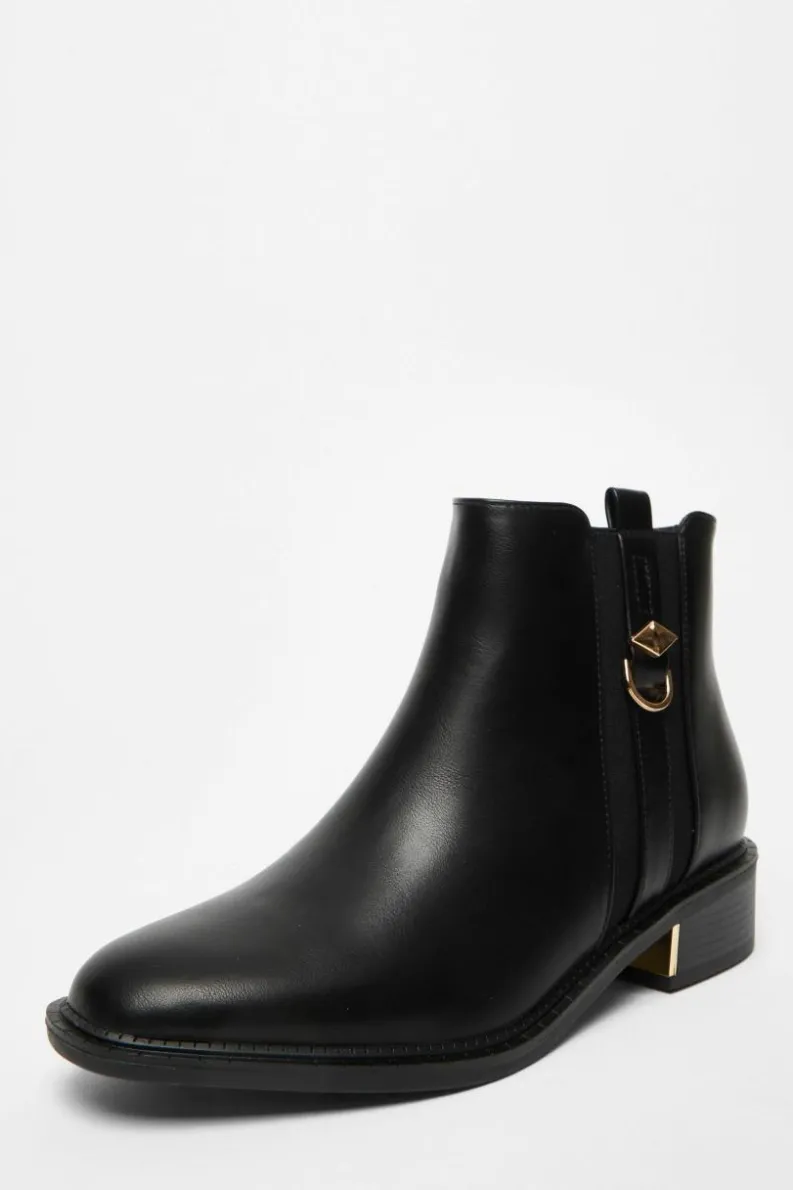 Ankle Boots*Quiz Wide Fit Flat Ankle Boot Black