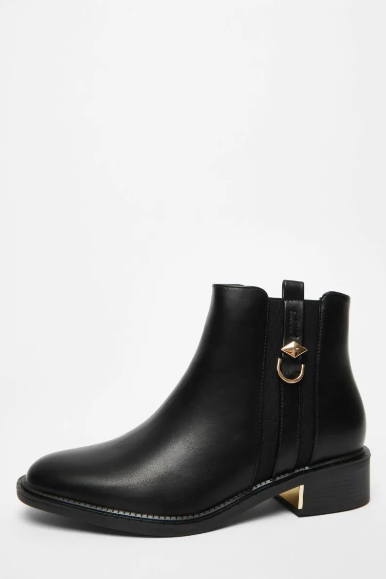 Ankle Boots*Quiz Wide Fit Flat Ankle Boot Black