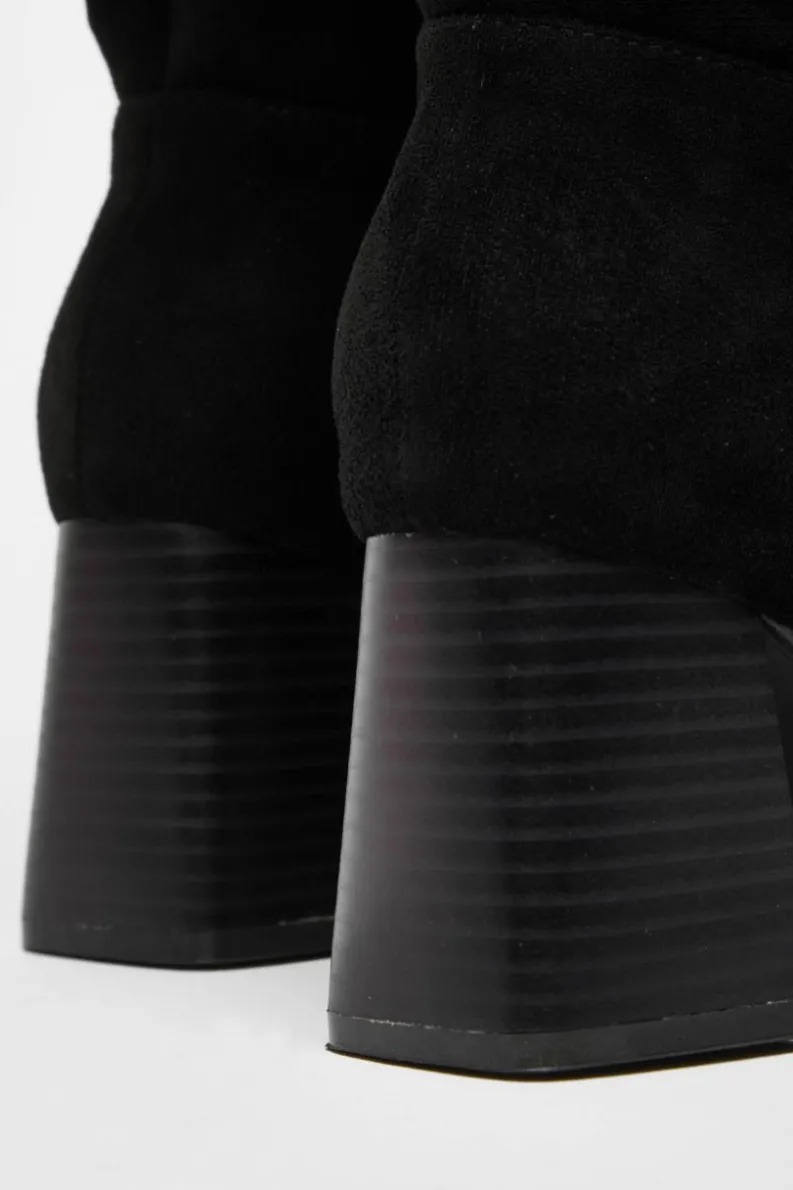 Heeled Boots|All Boots*Quiz Wide Fit Knee High Faux Suede Block Heel Boots Black
