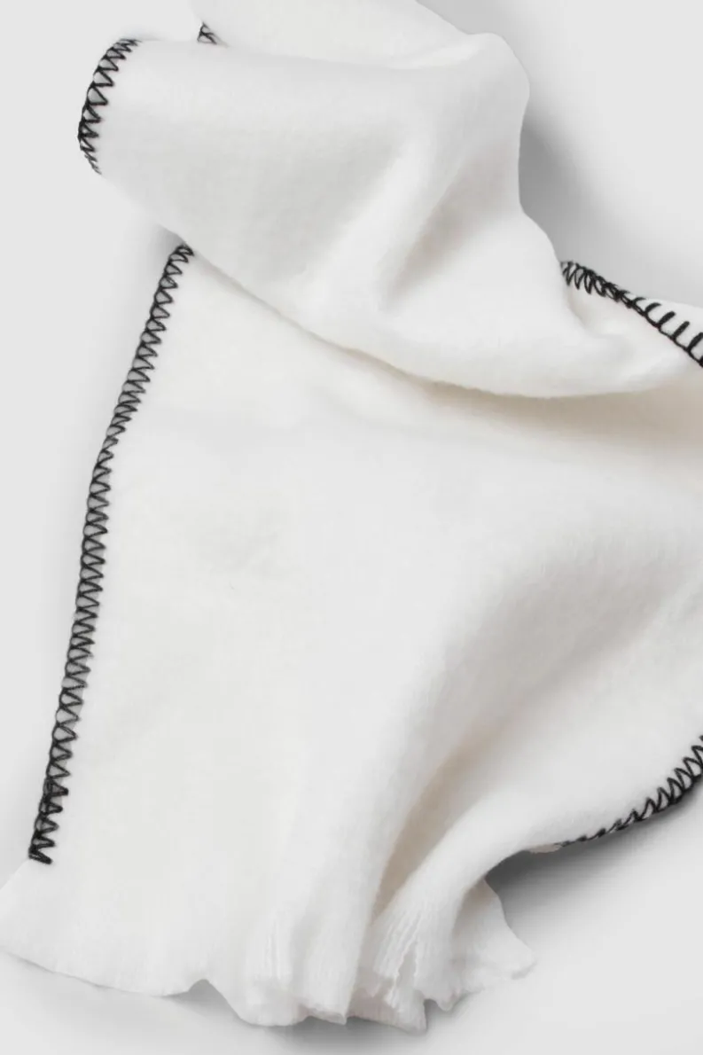 Hats & Gloves|Hats & Gloves*boohoo Blanket Stitch Trim Knitted Scarf cream