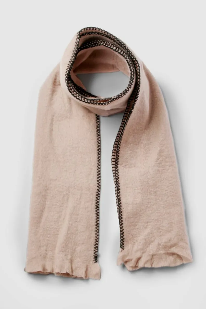 Hats & Gloves|Hats & Gloves*boohoo Blanket Stitch Trim Knitted Scarf stone