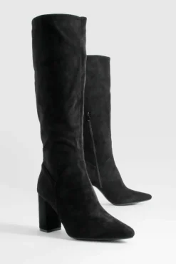 Heels|Over The Knee Boots*boohoo Block Heel Knee High black