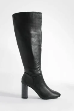 Heels|Over The Knee Boots*boohoo Block Heel Knee High Boots black