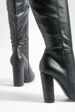 Heels|Over The Knee Boots*boohoo Block Heel Knee High Boots black