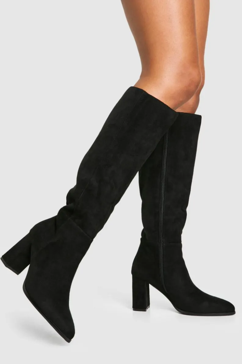 Heels|Over The Knee Boots*boohoo Block Heel Knee High Boots black