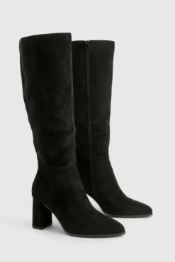 Heels|Over The Knee Boots*boohoo Block Heel Knee High Boots black