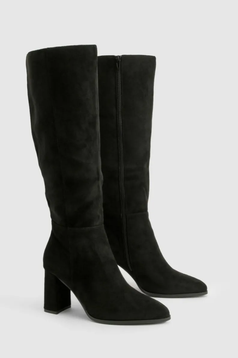Heels|Over The Knee Boots*boohoo Block Heel Knee High Boots black