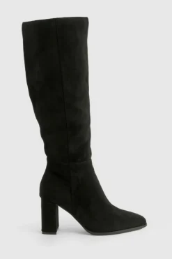 Heels|Over The Knee Boots*boohoo Block Heel Knee High Boots black