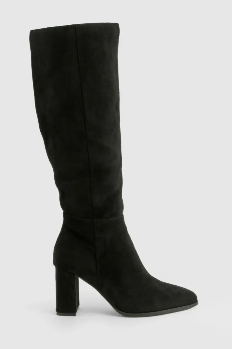 Heels|Over The Knee Boots*boohoo Block Heel Knee High Boots black
