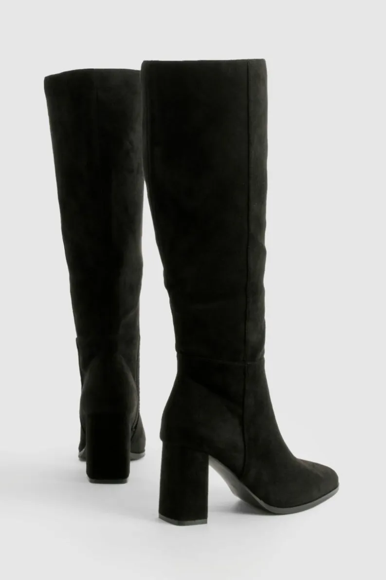 Heels|Over The Knee Boots*boohoo Block Heel Knee High Boots black
