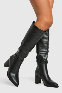 Heels|Over The Knee Boots*boohoo Block Heel Knee High Boots black