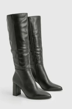 Heels|Over The Knee Boots*boohoo Block Heel Knee High Boots black