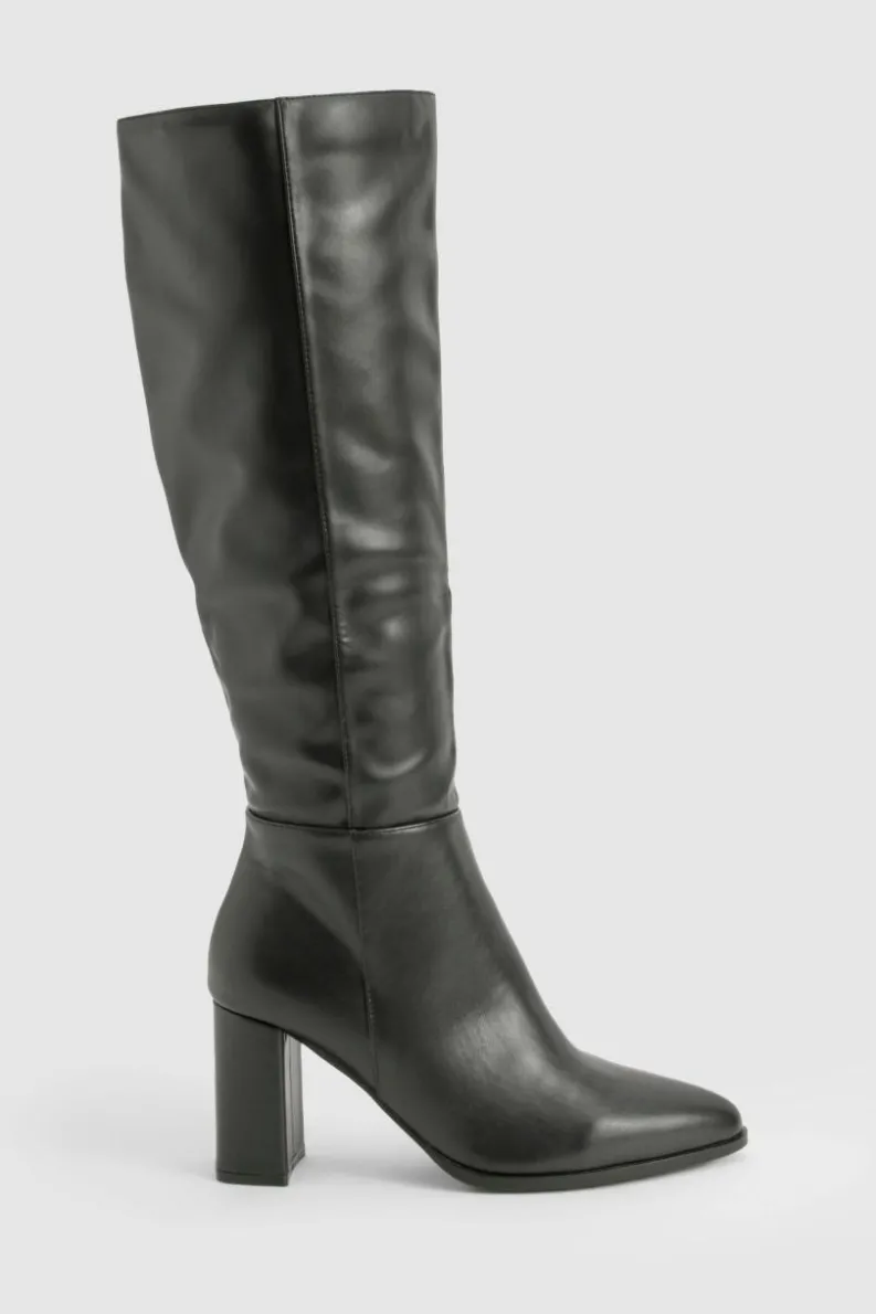 Heels|Over The Knee Boots*boohoo Block Heel Knee High Boots black