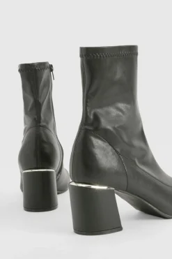 Heels|Heeled Boots*boohoo Block Heel Metal Detail Chelsea Boots black