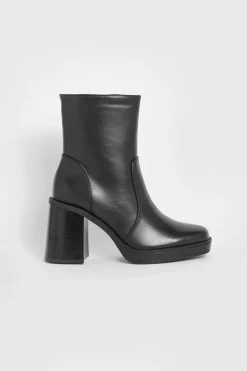 Heels|Heeled Boots*boohoo Block Heel Platform Ankle Boot black