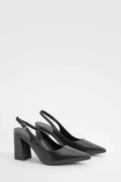 Heels*boohoo Block Heel Slingback Court Heels black