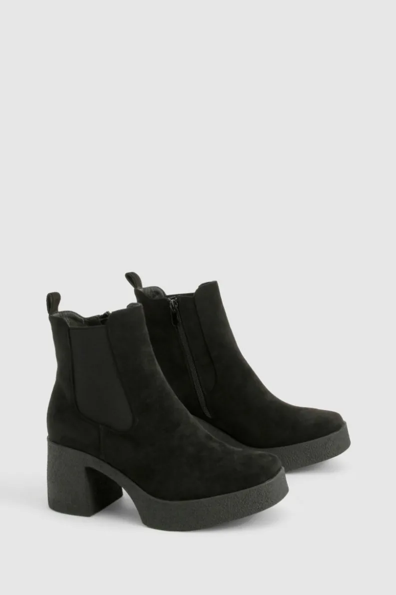 Heels|Heeled Boots*boohoo Block Heeled Chelsea Ankle Boot black