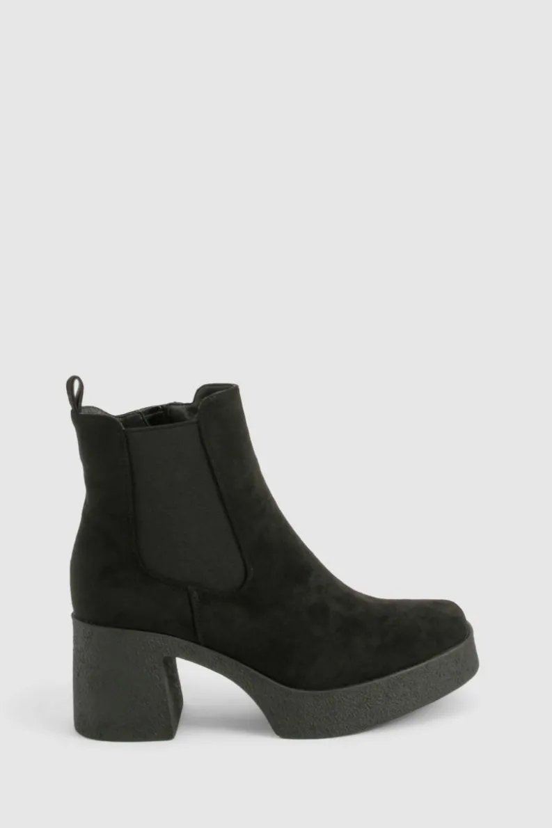 Heels|Heeled Boots*boohoo Block Heeled Chelsea Ankle Boot black