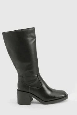 Heels|Over The Knee Boots*boohoo Block Heeled Knee High Boots black