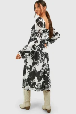 Skater Dresses|Midi Dresses*boohoo Blosuon Sleeve Midi Milkmaid Dress cream